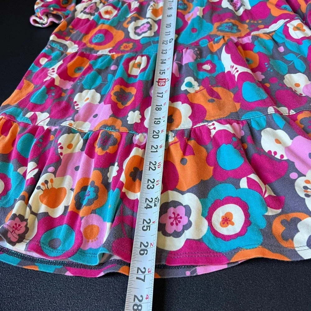 Green CottonGarnet Hill Kids Floral Tiered Long Sleeve Dress Size 8 Pink Multi